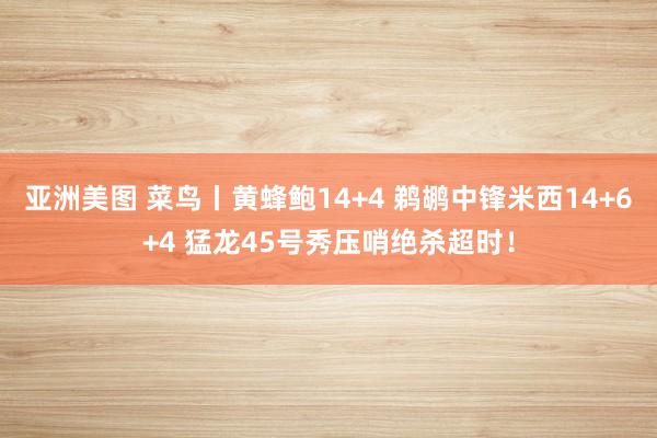 亚洲美图 菜鸟丨黄蜂鲍14+4 鹈鹕中锋米西14+6+4 猛龙45号秀压哨绝杀超时！